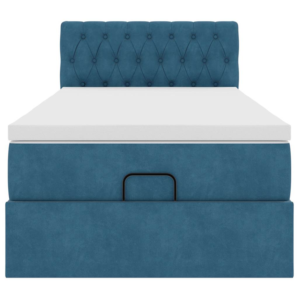 Ottoman bed met matras 90x200cm fluweel donkerblauw