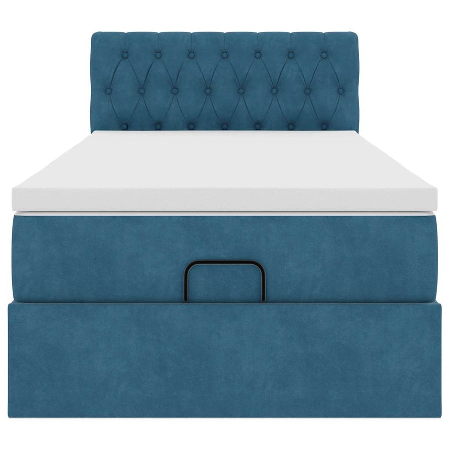 Ottoman bed met matras 90x200cm fluweel donkerblauw