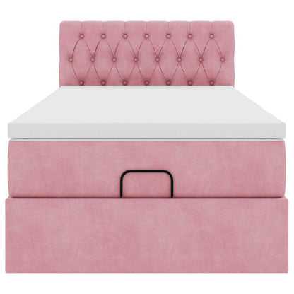 Ottoman bed met matras 90x200cm fluweel roze