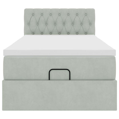 Ottoman bed met matras 100x200 cm fluweel lichtgrijs