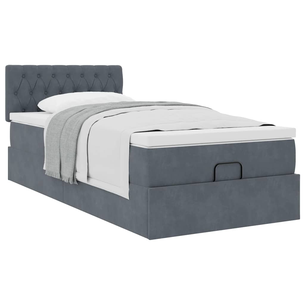 Ottoman bed met matras 100x200 cm fluweel donkergrijs