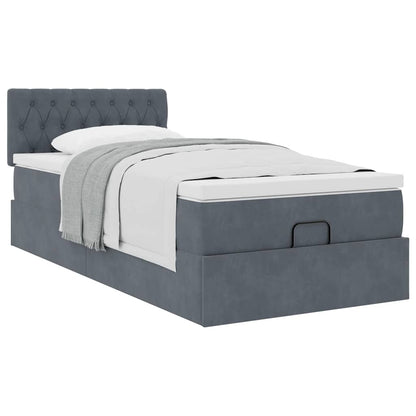 Ottoman bed met matras 100x200 cm fluweel donkergrijs