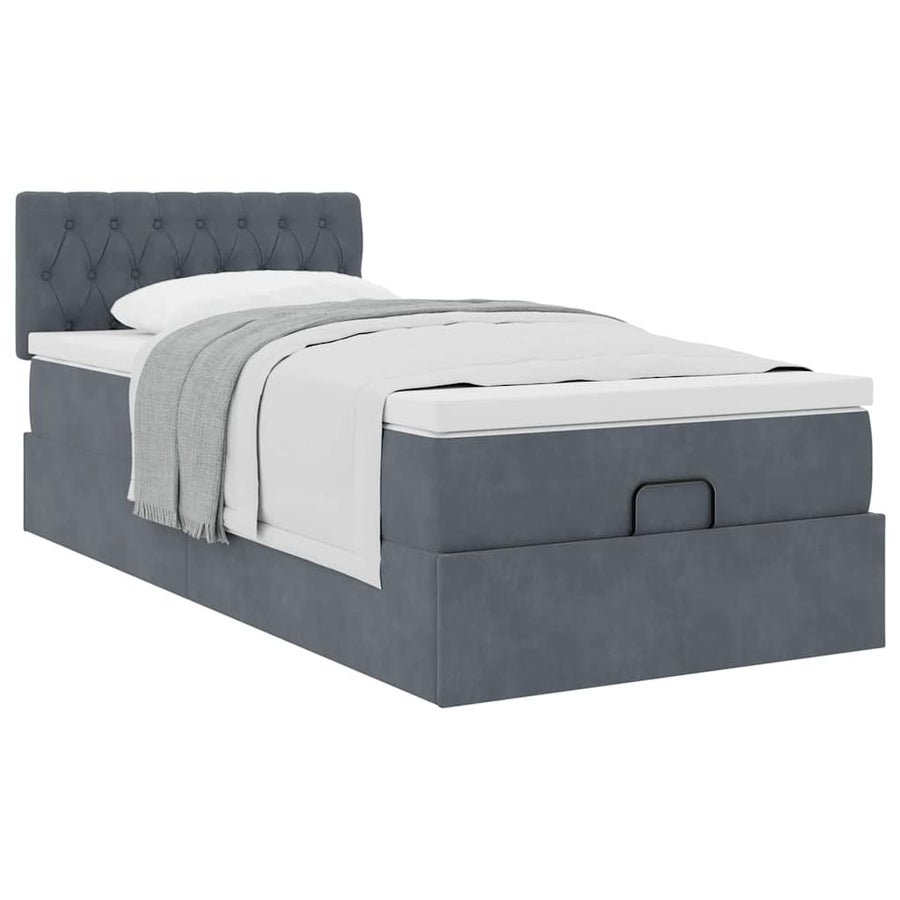 Ottoman bed met matras 100x200 cm fluweel donkergrijs