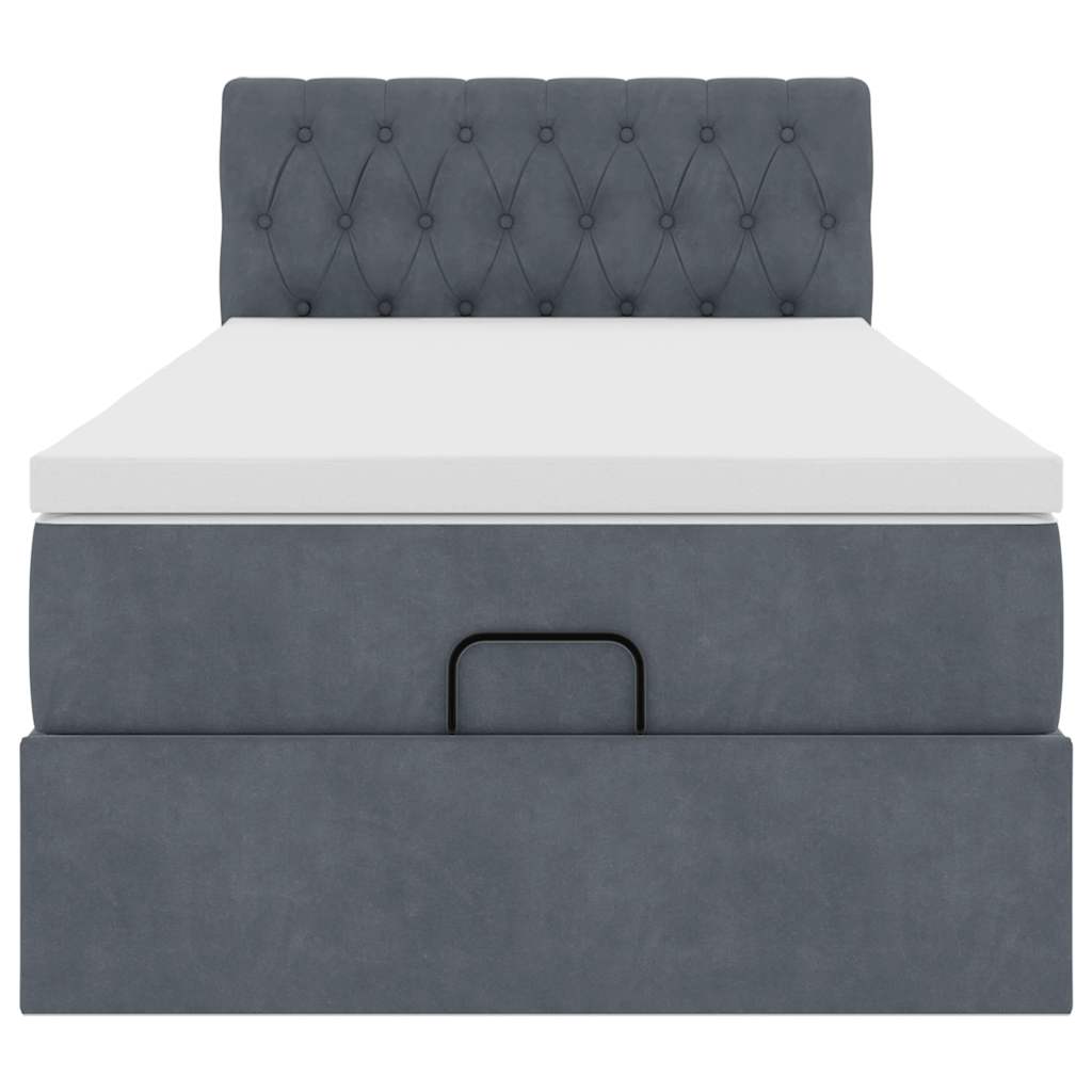 Ottoman bed met matras 100x200 cm fluweel donkergrijs