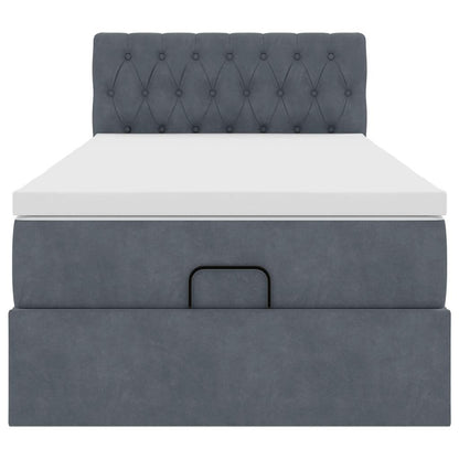 Ottoman bed met matras 100x200 cm fluweel donkergrijs