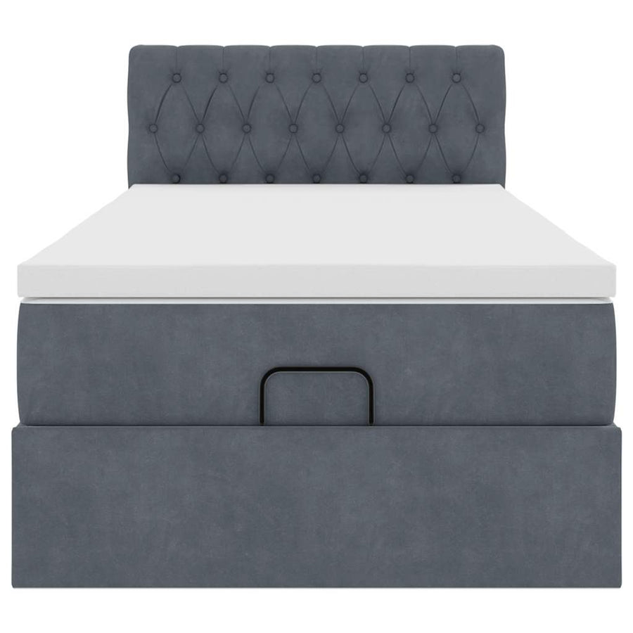 Ottoman bed met matras 100x200 cm fluweel donkergrijs