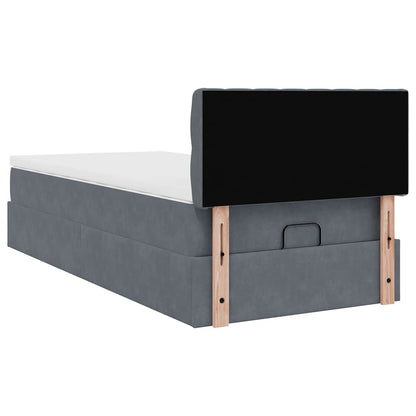 Ottoman bed met matras 100x200 cm fluweel donkergrijs