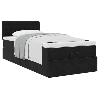 Ottoman bed met matras 100x200 cm fluweel zwart