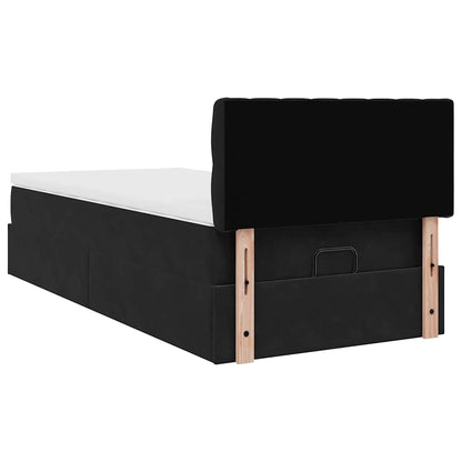 Ottoman bed met matras 100x200 cm fluweel zwart