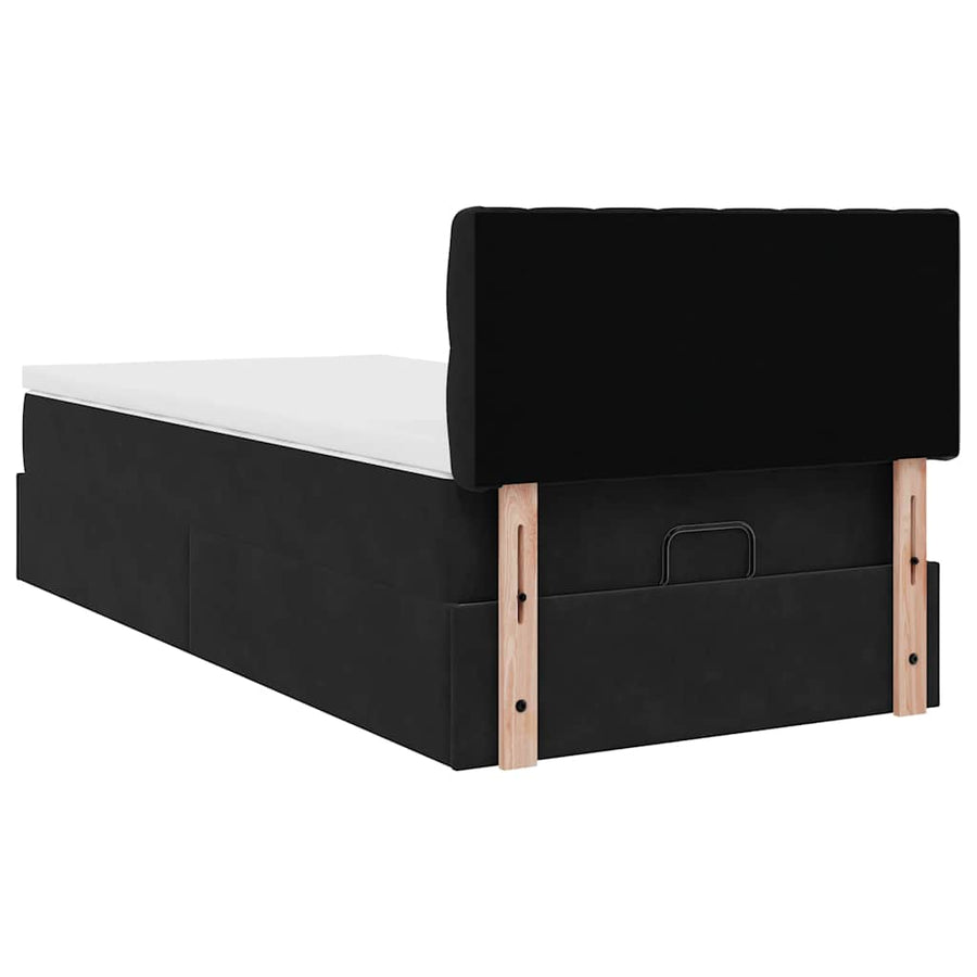 Ottoman bed met matras 100x200 cm fluweel zwart