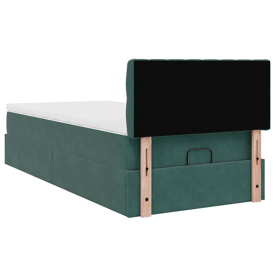 Ottoman bed met matras 100x200 cm fluweel donkergroen
