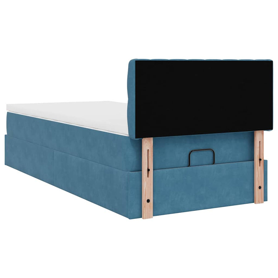 Ottoman bed met matras 100x200 cm fluweel donkerblauw