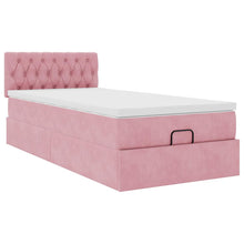 Ottoman bed met matras 100x200 cm fluweel roze