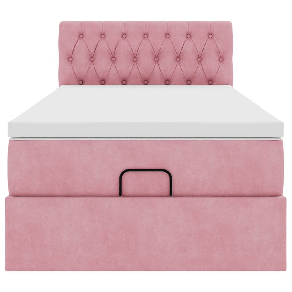 Ottoman bed met matras 100x200 cm fluweel roze