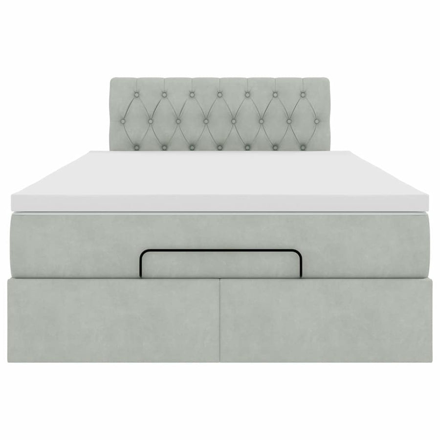 Ottoman bed met matras 120x190 cm fluweel lichtgrijs