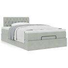 Bed poef 120x190 cm fluweel lichtgrijs met matras