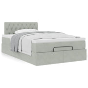 Bed poef 120x190 cm fluweel lichtgrijs met matras