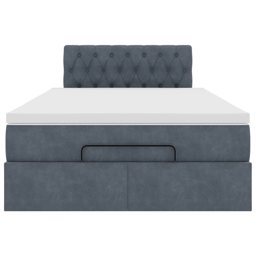 Ottoman bed met matras 120x190 cm fluweel donkergrijs