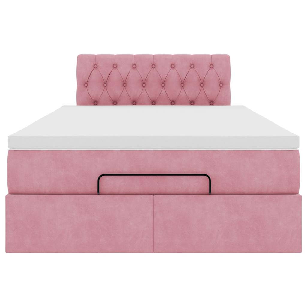 Ottoman bed met matras 120x190 cm fluweel roze