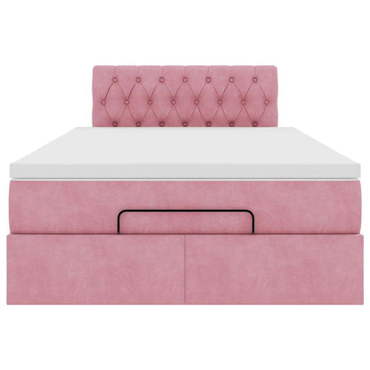 Ottoman bed met matras 120x190 cm fluweel roze
