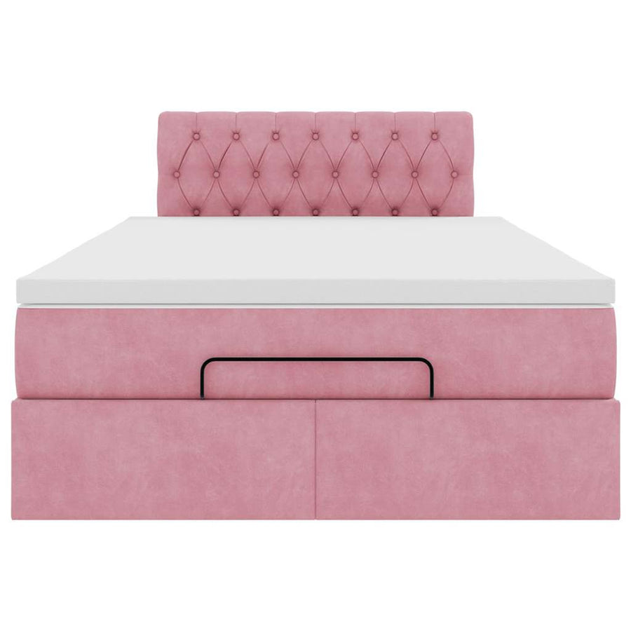 Ottoman bed met matras 120x190 cm fluweel roze