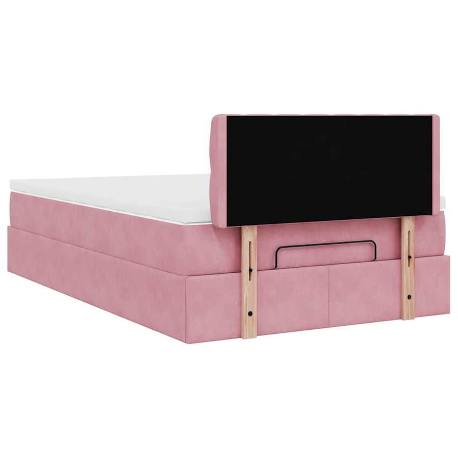 Ottoman bed met matras 120x190 cm fluweel roze
