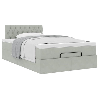 Ottoman bed met matras 120x200 cm fluweel lichtgrijs