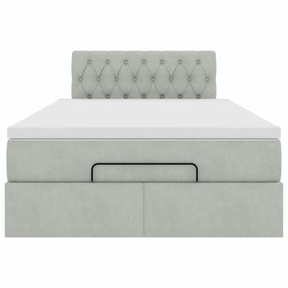 Ottoman bed met matras 120x200 cm fluweel lichtgrijs