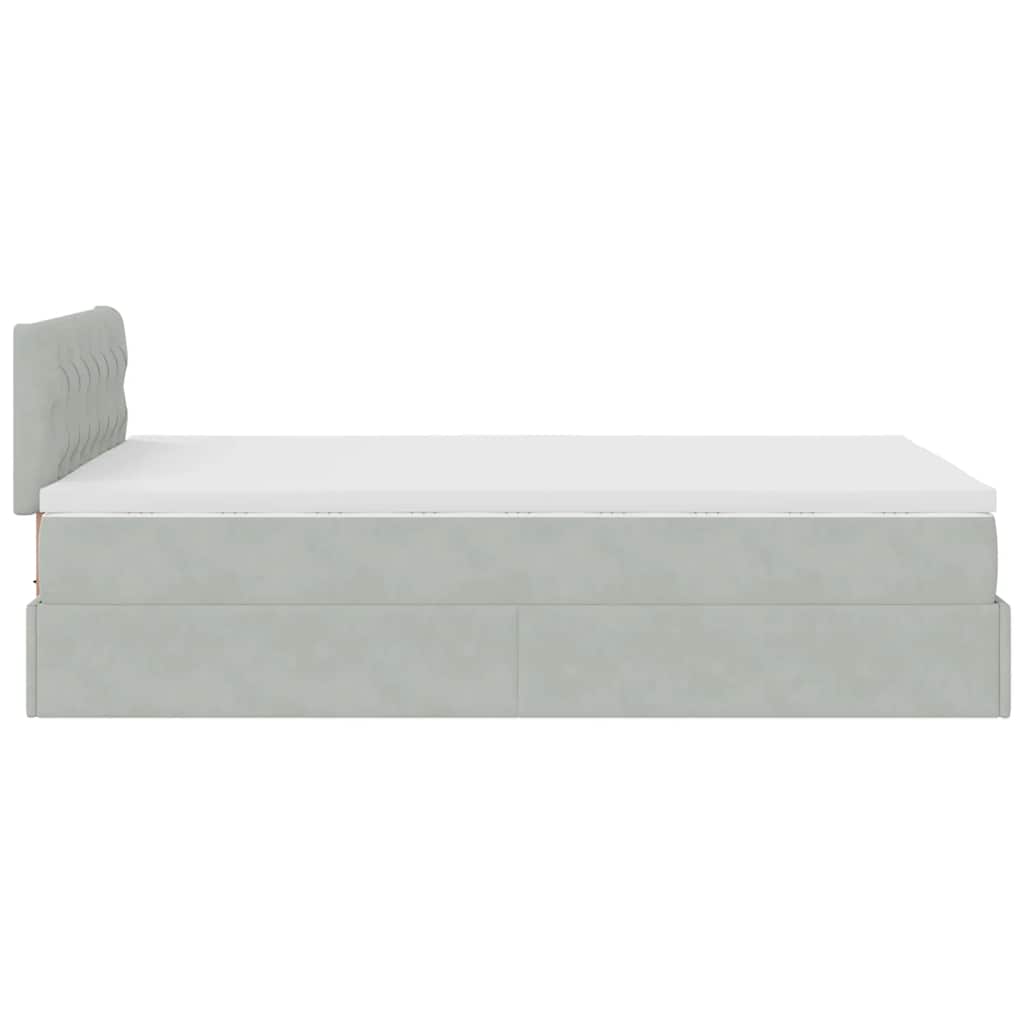 Ottoman bed met matras 120x200 cm fluweel lichtgrijs
