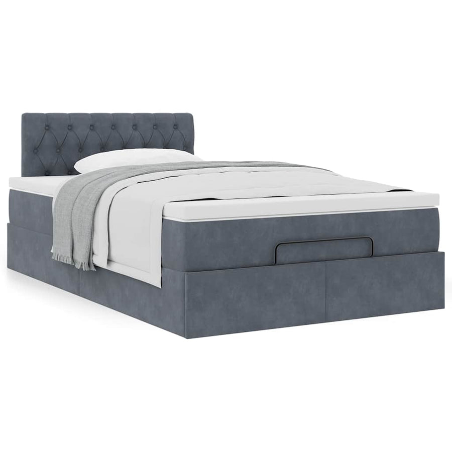 Ottoman bed met matras 120x200cm fluweel donkergrijs