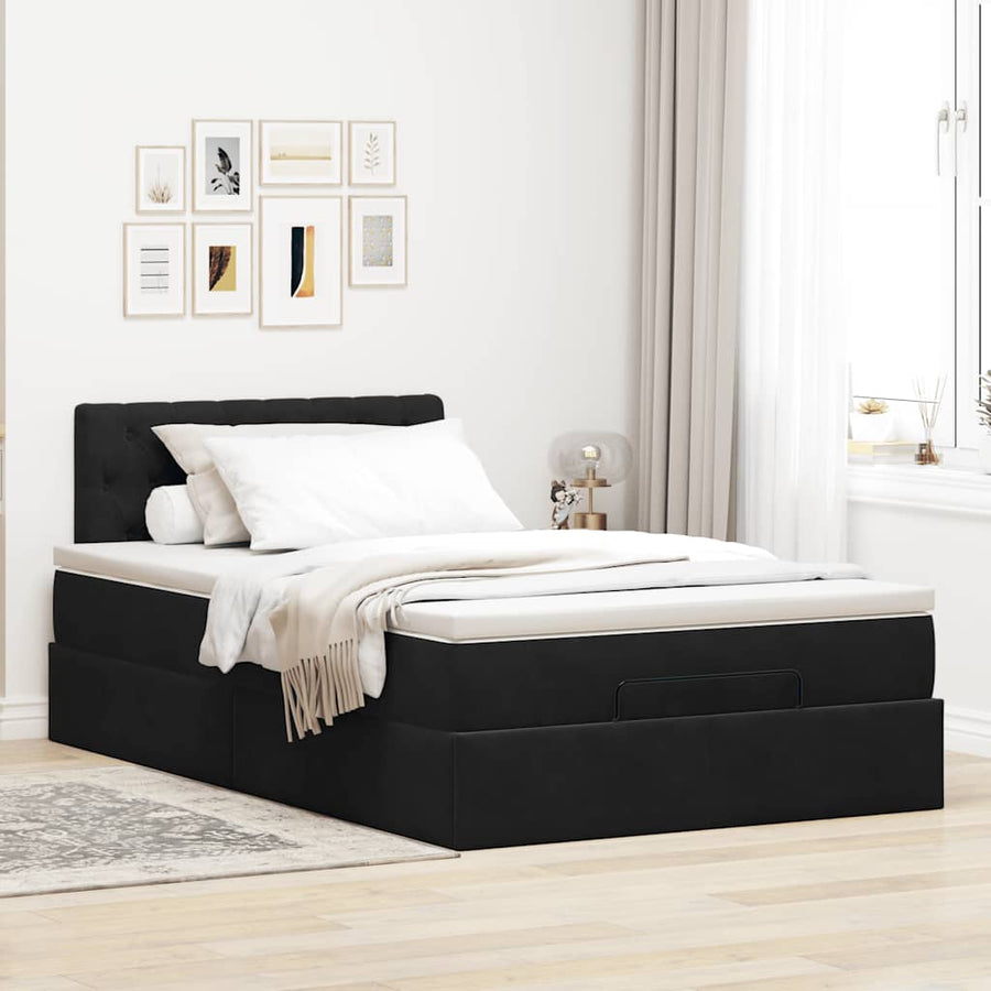 Ottoman bed met matras 120x200cm fluweel zwart