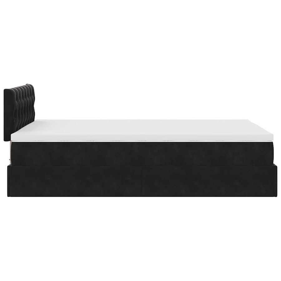 Ottoman bed met matras 120x200cm fluweel zwart
