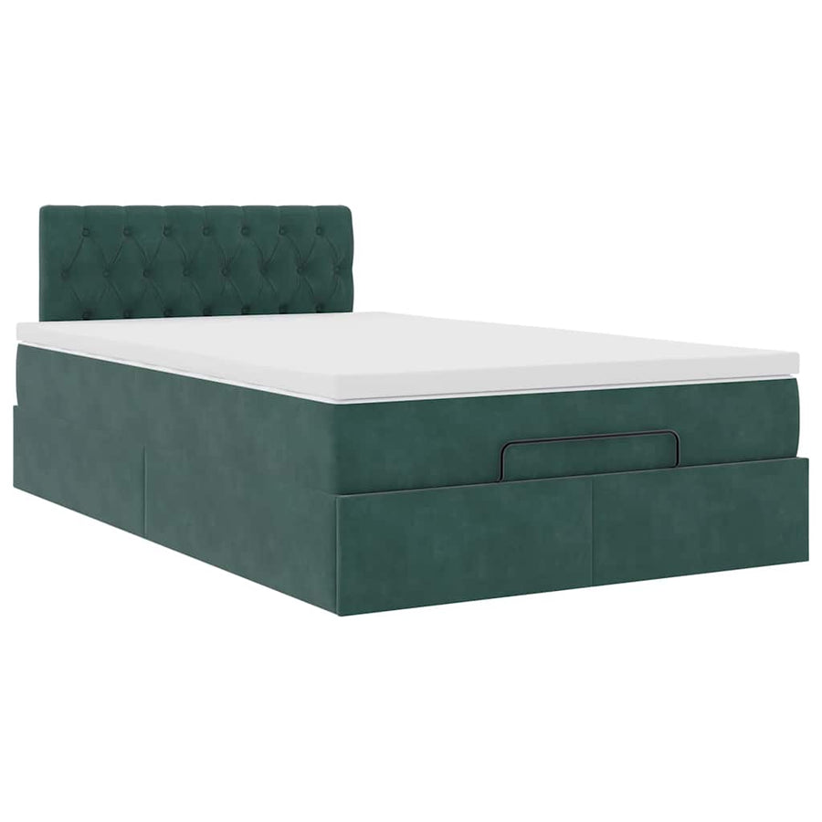 Ottoman bed met matras 120x200cm fluweel donkergroen
