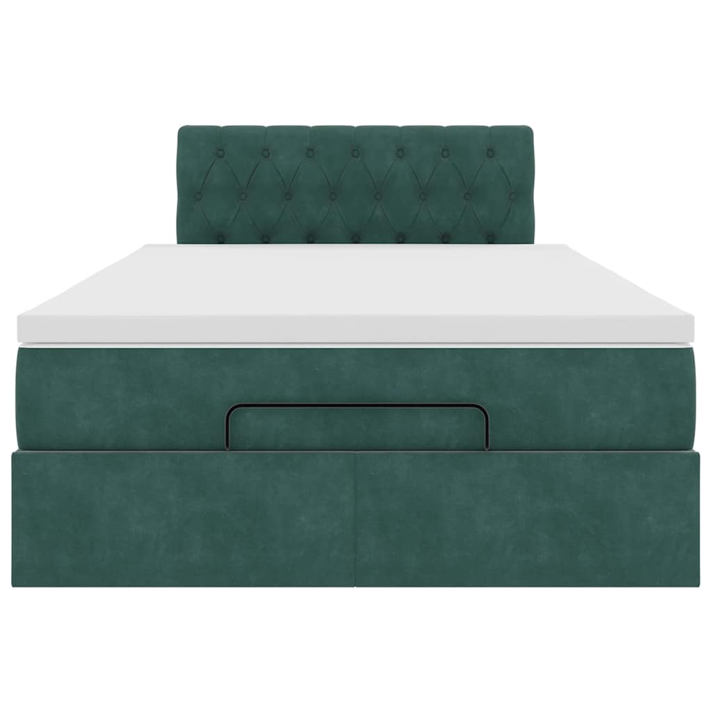 Ottoman bed met matras 120x200cm fluweel donkergroen
