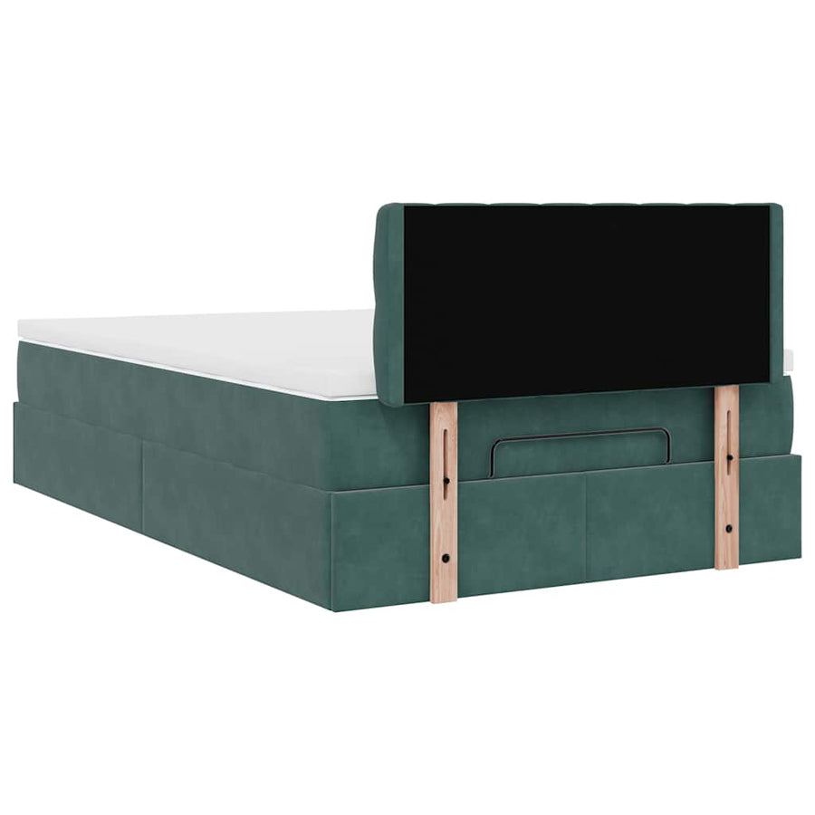 Ottoman bed met matras 120x200cm fluweel donkergroen
