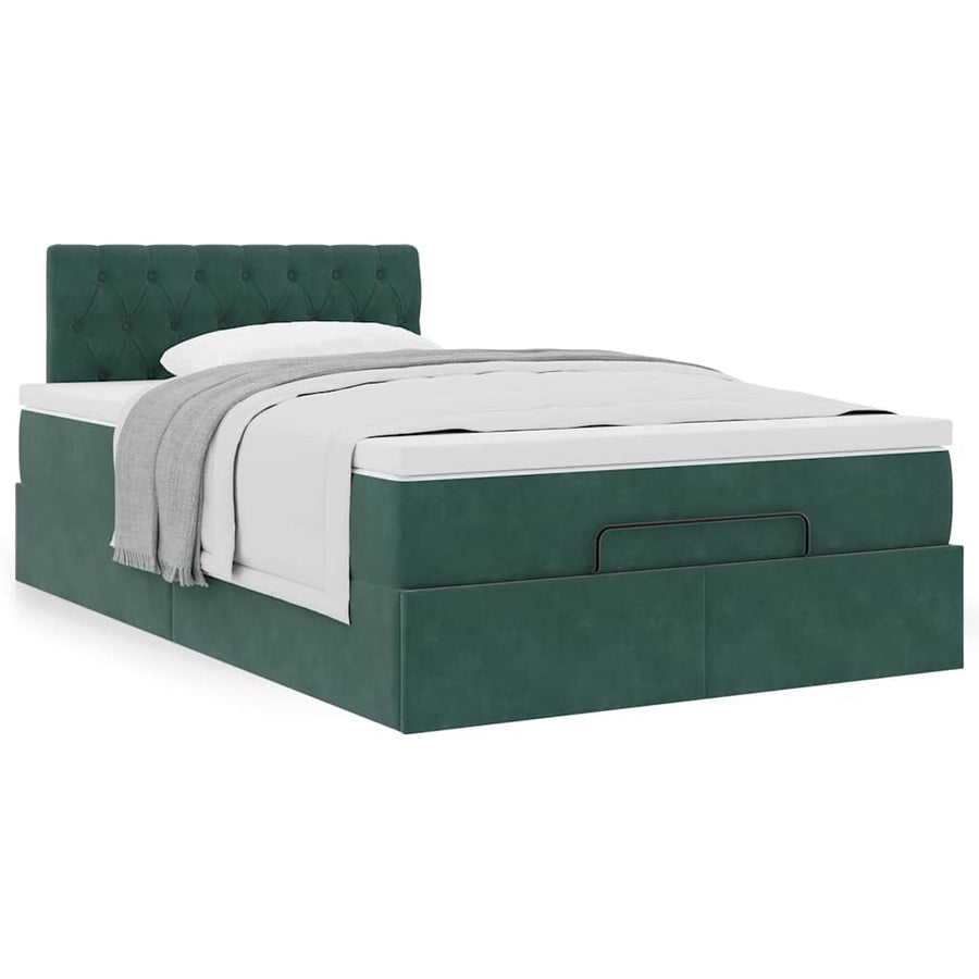 Ottoman bed met matras 120x200cm fluweel donkergroen