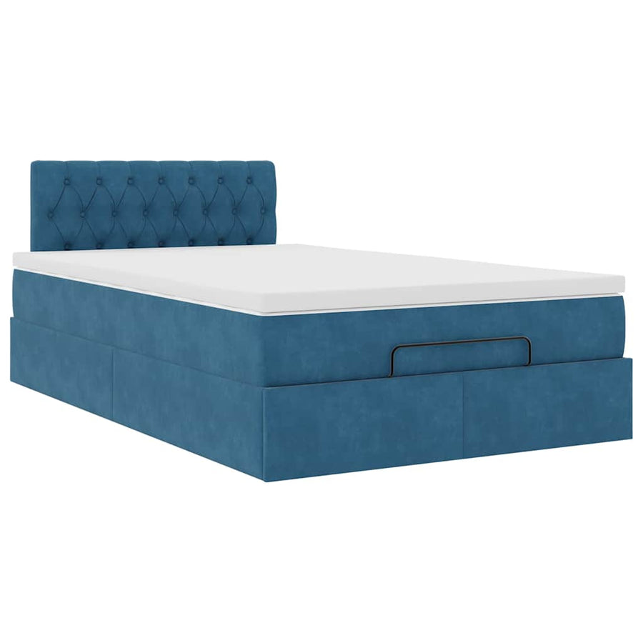 Ottoman bed met matras 120x200cm fluweel donkerblauw