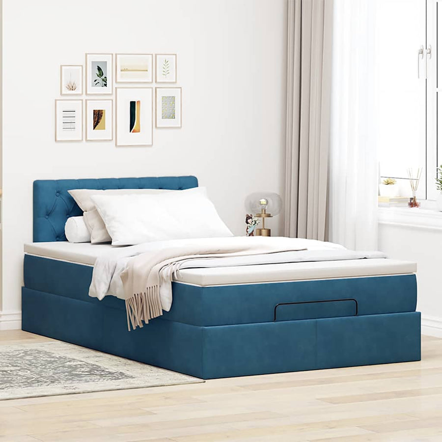 Ottoman bed met matras 120x200cm fluweel donkerblauw