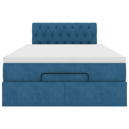 Ottoman bed met matras 120x200cm fluweel donkerblauw