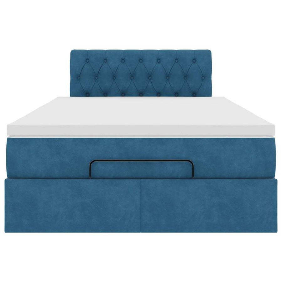 Ottoman bed met matras 120x200cm fluweel donkerblauw