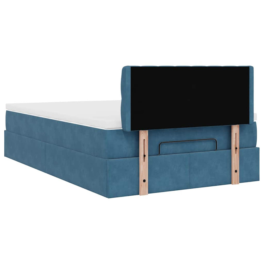 Ottoman bed met matras 120x200cm fluweel donkerblauw