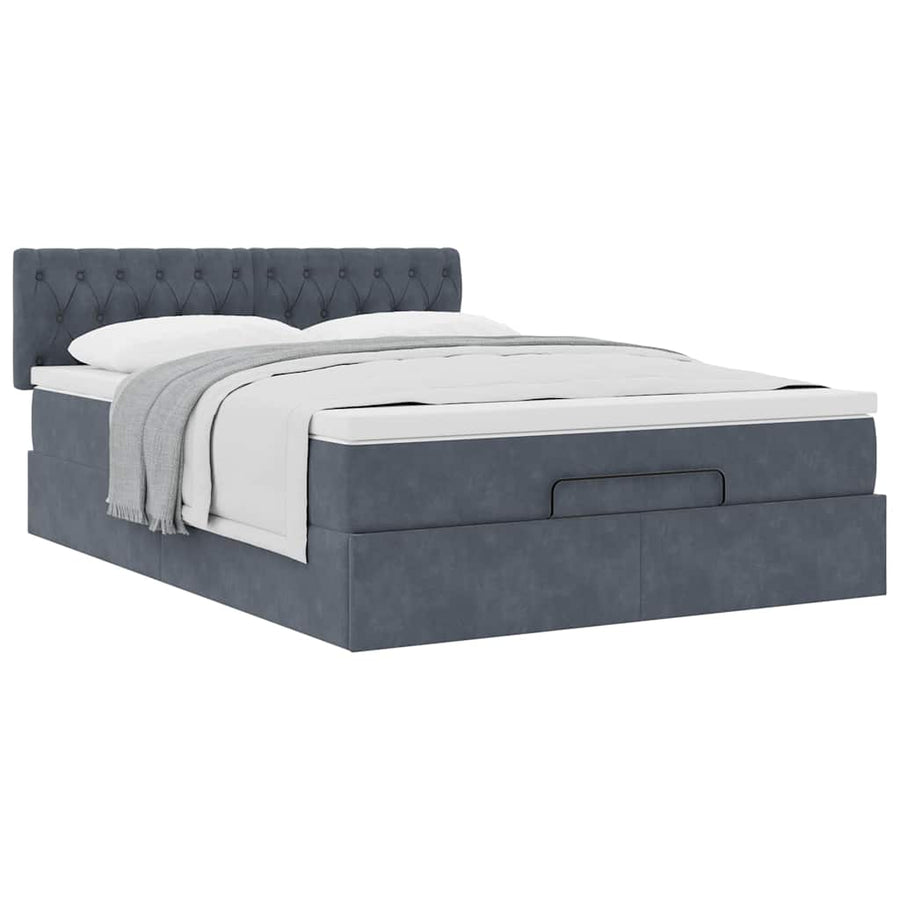 Ottoman bed met matras 140x190cm fluweel donkergrijs