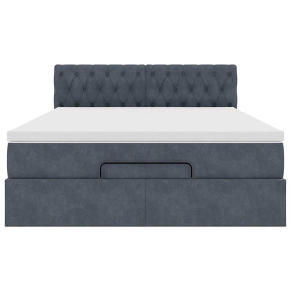 Ottoman bed met matras 140x190cm fluweel donkergrijs