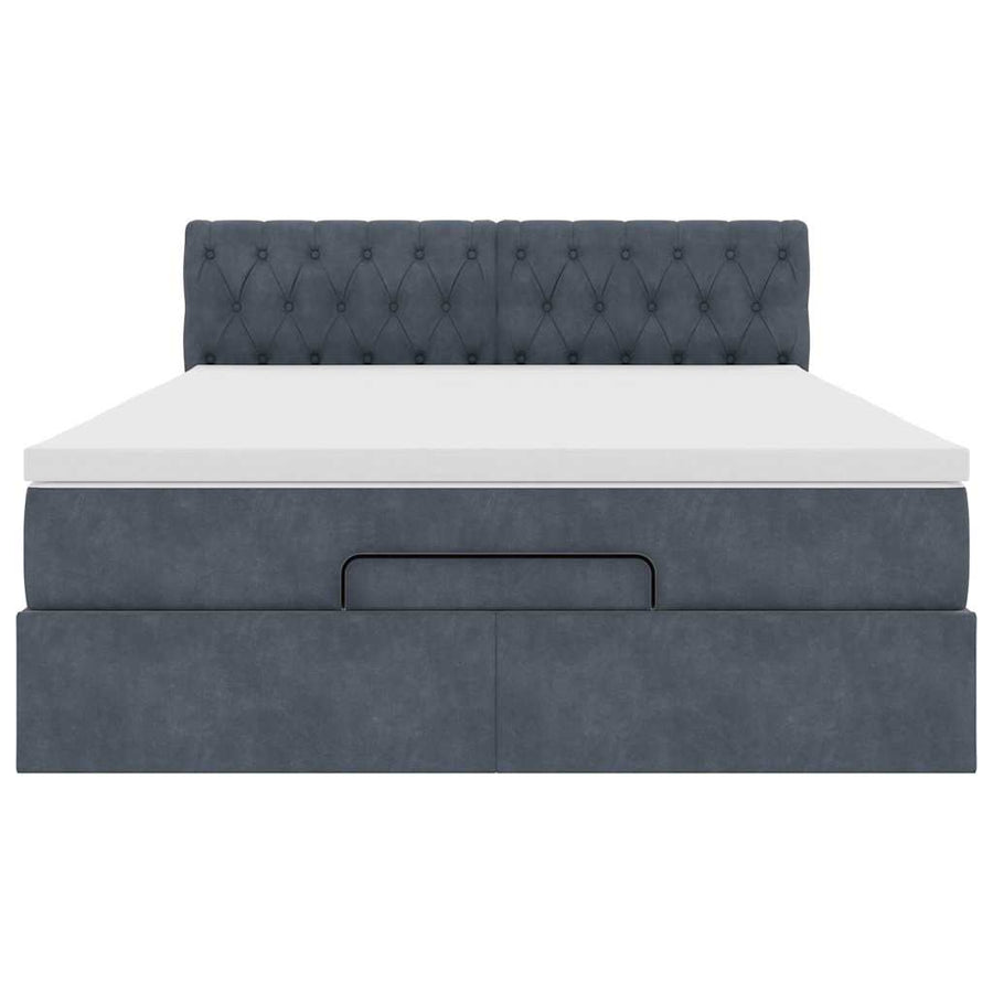 Ottoman bed met matras 140x190cm fluweel donkergrijs