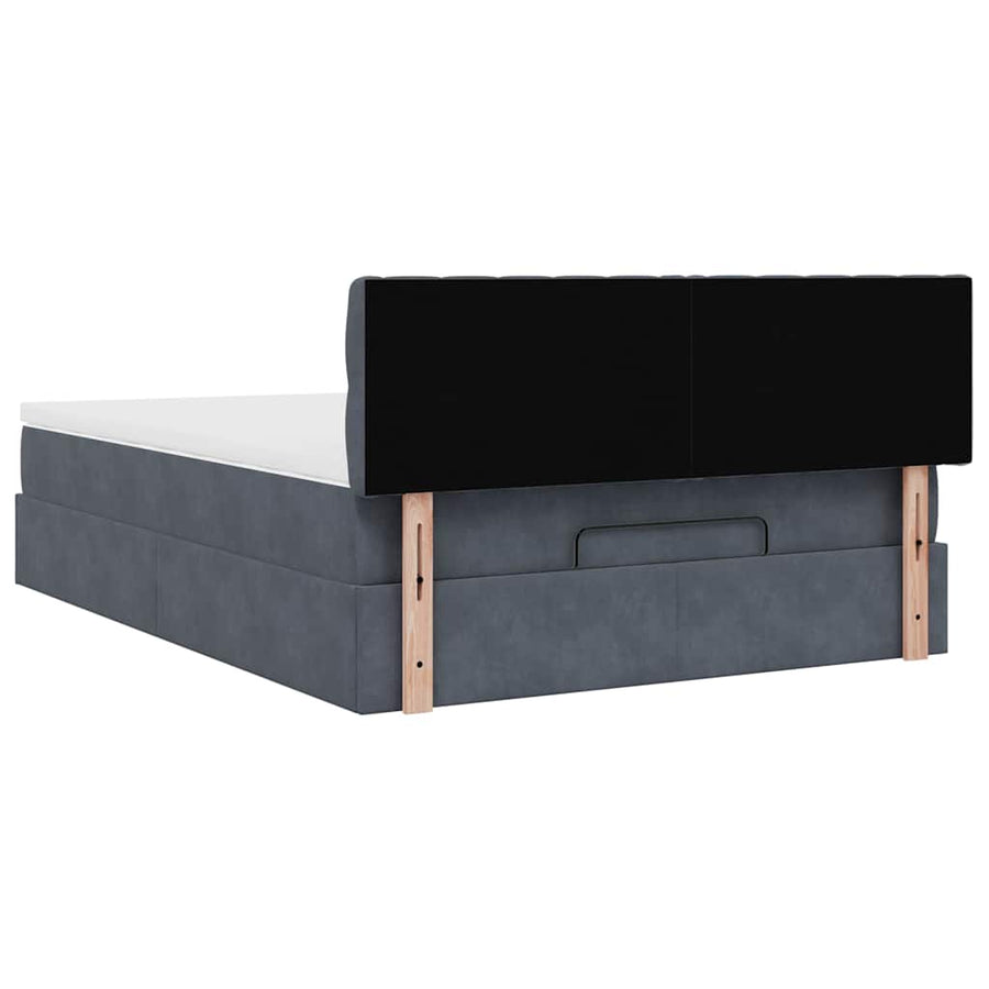 Ottoman bed met matras 140x190cm fluweel donkergrijs