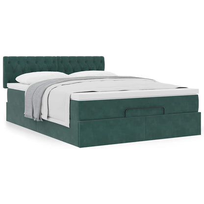 Ottoman bed met matras 140x190cm fluweel donkergroen