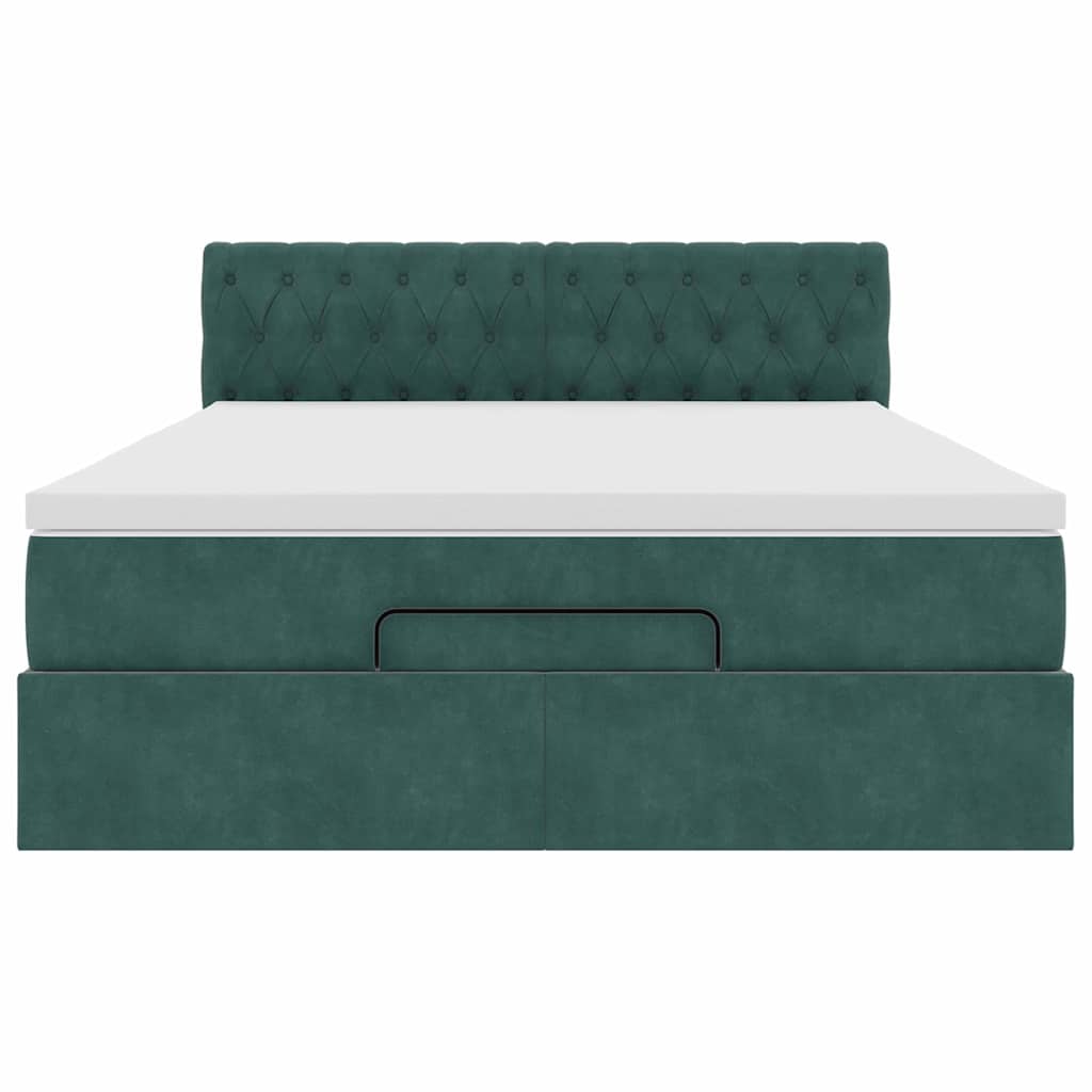 Ottoman bed met matras 140x190cm fluweel donkergroen
