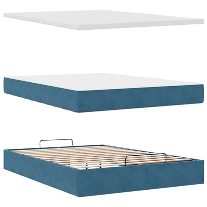 Ottoman bed met matras 140x190cm fluweel donkerblauw