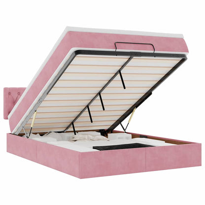Ottoman bed met matras 140x190cm fluweel roze