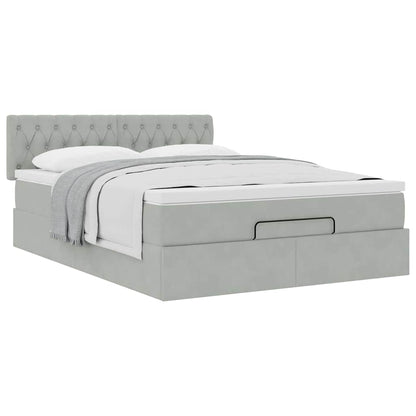 Ottoman bed met matras 140x200cm fluweel lichtgrijs